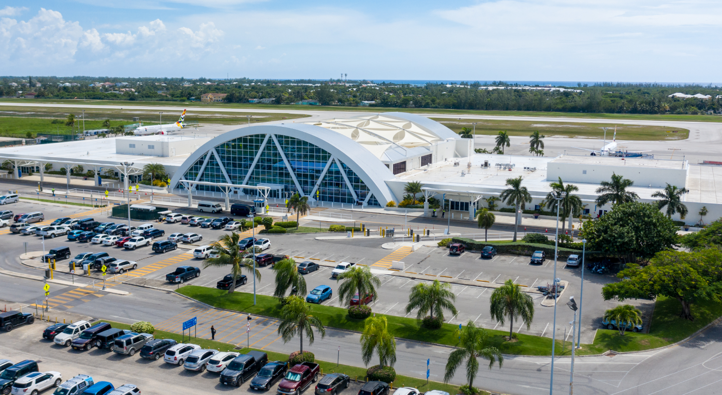 Aerial view of the Owen Roberts International Airport terminal expansion, Grand Cayman